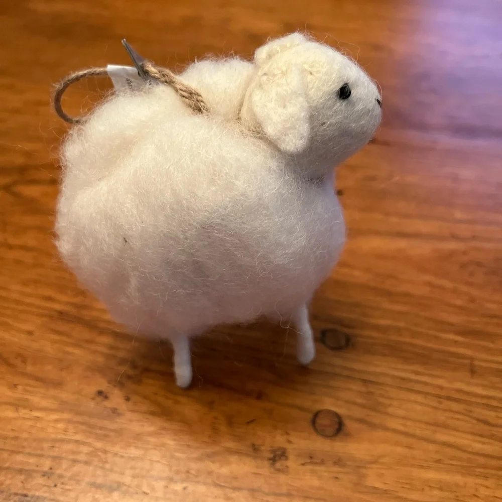 NWT - Pottery Barn Wool Sheep Ornament